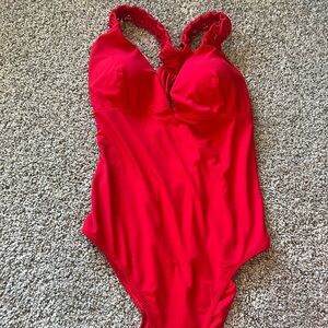 Red adult One Piece Swimsuit